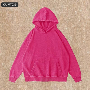 Sudadera con capucha lavada vintage de 350g de peso pesado de talla grande-Jersey de calle americano con hombros caídos y detalles desgastados - Product Image 5