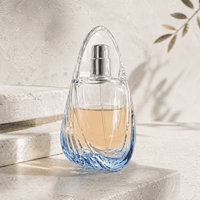 Flacon de parfum vide personnalisé avec finition d'impression par pulvérisation dégradée, 50 ml, flacon de parfum rond en verre de luxe avec emballage en boîte magnétique