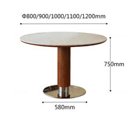 Table à manger moderne haut de gamme en pierre, table ronde créative pour petit appartement, table à manger française en bois et métal à vendre