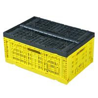 Caisses en plastique à mailles larges pliables, empilables, emboîtables, recyclables, boîte de manutention industrielle avec couvercle