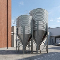Silo de stockage d'aliments galvanisé, tour de stockage de céréales pour l'élevage de porcs, de poulets et de volailles, équipement d'alimentation automatique pour l'élevage
