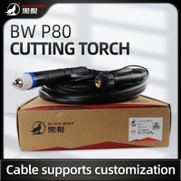 Torche de découpe plasma CNC refroidie par air Black Wolf P80 originale, câble BW P80A, torches de découpe complètes, tuyau de 10 m pour LGK-120 Cut-100