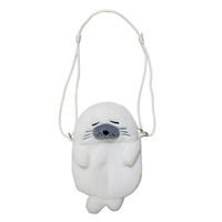 Nouveau Sac à Bandoulière en Peluche Motif Phoque de Dessin Animé Mignon, Sac à Main Croisé avec Chaîne pour Fille, Pochette à Monnaie et Clés en Polyester avec Fermeture Éclair