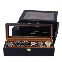 Boîte de rangement en bois pour montre mécanique haut de gamme, modèle PAVIA, peinture noire mate