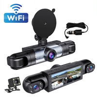 Caméra de tableau de bord WIFI 4 canaux avec écran de 3,16 pouces, assistance à la conduite, mode parking 24h/24, vision nocturne à 360 degrés, 4 objectifs, caméra DVR pour voiture
