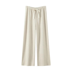 Pantalones Anchos de Punto para Mujer Talla Grande, Color Avena Noche, Grosor Medio, Microelasticidad, con Etiqueta N9420 - Product Image 1