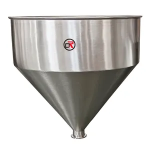 customize liquid powder dosing industrial tank fill feeder hopper sanitary tri clamp ss conical stainless steel feed hopper