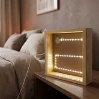 Cadre photo personnalisé en bois massif avec éclairage LED 3D, lumière de nuit LED intégrée