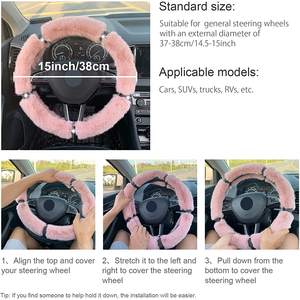 Mayorista <span class=keywords><strong>Mujer</strong></span> Niña Invierno Cálido diamante Felpa Accesorios para el coche Cubiertas para el <span class=keywords><strong>volante</strong></span> - Product Image 6