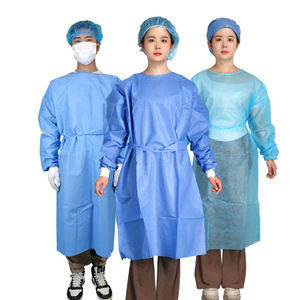 Blouse d'isolement jetable SMS pour tests de laboratoire, vêtement de protection à fermeture inversée, en PP, imperméable, anti-poussière et respirant - Product Image 1