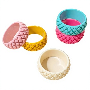 New Resin Carved Bangle <b>Bracelets</b> Unisex Fashion Stylish Design Classic Bangle in Pink Yellow Blue Pink White & Multicolor Woman - Product Image 1