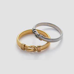 <span class=keywords><strong>Bracelet</strong></span> épais en acier inoxydable plaqué or 18 carats, résistant à l'eau, à nœuds élastiques, tendance YF5098, bijoux anti-ternissement - Product Image 1