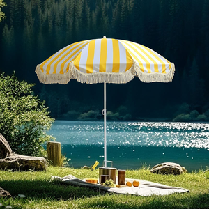 Vintage Beach <b>Umbrella</b> Polyester <b>Umbrellas</b> With Tassels Fringe - Product Image 1