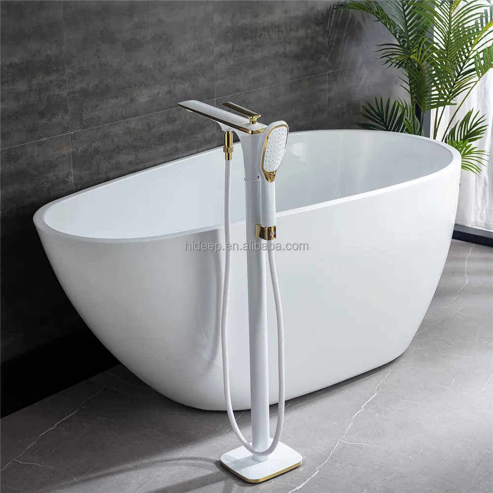 Rubinetti da pavimento per bagno HIDEEP rubinetto per doccia con vasca per acqua calda e fredda cromato/nero/bianco