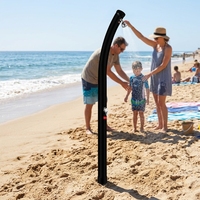 Douche solaire extérieure 20L, colonne de douche incurvée en ABS et PVC, chauffée par l'énergie solaire, pour piscine et jardin, avec douche pour les pieds