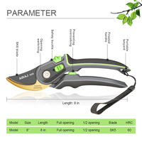 Tijeras de Podar de Jardín de Alta Calidad, Tijeras Industriales para Árboles Frutales, OEM ODM, Podadora de Ramas Personalizada AIRAJ de 7 Pulgadas con Certificación CE