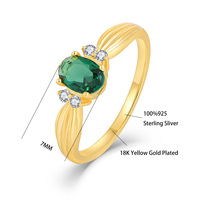 Nouveau Design vert Zircon bague 14K plaqué or promesse de fiançailles 925 bague en argent femmes bijoux vêtements quotidiens cadeaux pierre de naissance