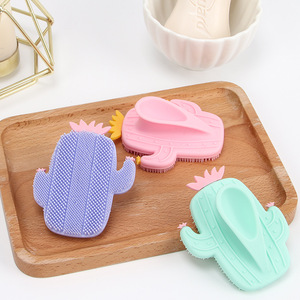 Brosse nettoyante pour le visage en silicone à motif de cactus, manuelle, pour le démaquillage et le nettoyage des pores, pour adultes et enfants - Product Image 4
