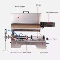 Machine de remplissage de pâte pneumatique semi-automatique à piston avec mélange pour sauce piquante, ketchup, tahini