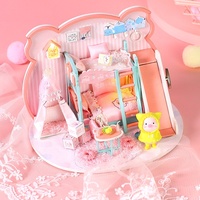 IIECREATE Maison miniature DIY rose, puzzle en bois 3D, meubles miniatures, kit de poupée avec plastique PP pour filles de 14 ans et plus
