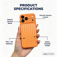 Funda de Teléfono de Lujo con Forma de Maleta de TPU+PC para 17 Pro Max/16 Pro Max/15 Pro Max, Soporte Magnético con Anillo, Diseño de Rayas de Equipaje, Acabado Mate