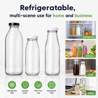 Bouteille en verre pour boissons, jus, lait, écologique, scellée, avec couvercle, 250 ml, 500 ml, 1000 ml, 1 l