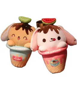Yanxiannv mainan boneka binatang lucu, bantal kelinci buah es krim kelinci dengan telinga panjang