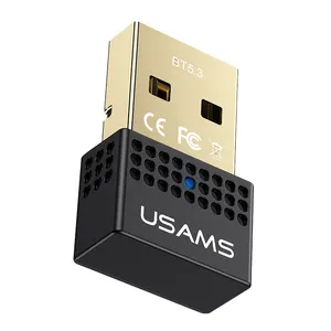 USAMS penerima pemancar USB BT 5.3, Adaptor Audio AUX kecil untuk Laptop Desktop