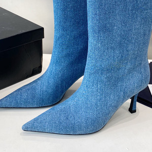 Chaussures tendance pour femmes 2023, bottes de cow-boy, talons hauts pour femmes de longueur moyenne, chaussures de créateurs pour femmes, marques célèbres - Product Image 4