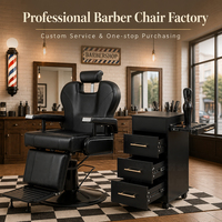 Fauteuil de Barbier Hydraulique Complet pour Hommes, Chaise de Salon Ergonomique avec Dossier et Base Chromée Pivotante à 360° °   Chaise de coiffure pivotante et inclinable