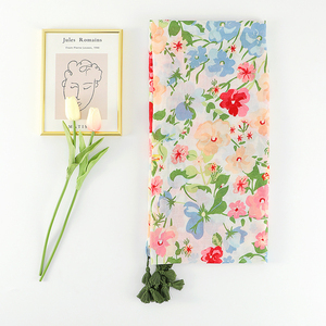 Nuovissimo Design Sciarpe in Misto <span class=keywords><strong>Cotone</strong></span> e Lino di Alta Qualità per Donne, <span class=keywords><strong>Foulard</strong></span> Estivo con Stampa Floreale in Voile di <span class=keywords><strong>Cotone</strong></span>, Copricapo Etnico - Product Image 4