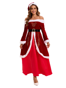 Disfraz de cosplay de la señora Claus, elegante y sexy, falda navideña con hombros descubiertos, gorro de Papá <span class=keywords><strong>Noel</strong></span> y cinturón - Product Image 3