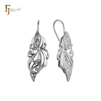 Boucles d'oreilles pendantes FJ Fallon Fashion Jewelry, motif papillon dansant et fleur, en laiton plaqué or rose, Ultra Pro