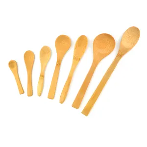 Small Bamboo Spoons Mini Nature Wooden Spoons for Jars Mini Tasting Spoons Condiments Salt Kitchen Cooking Seasoning