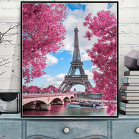 Moderne 5D DIY Tour Paysage Peinture Mur Toile Art Plein Foret Point De Croix Diamant Kits pour La Décoration Intérieure