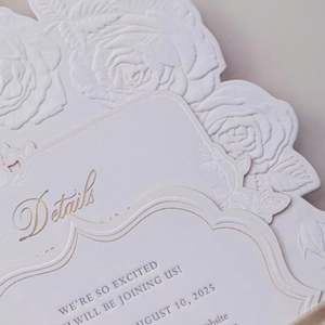 Carte de vœux de mariage haut de gamme personnalisée, carte d'invitation, carte de remerciement, effet gaufré élégant, pelliculage brillant, logo personnalisé - Product Image 2