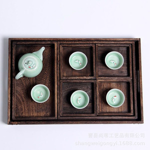 Plateau de service en bois Shangwei à 4 compartiments multifonctionnel pour le thé, les collations et le rangement - Product Image 2