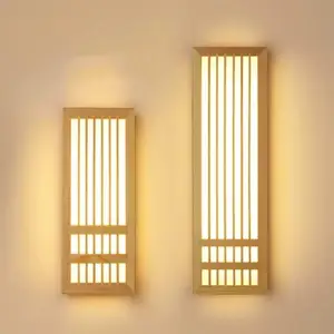 Wood LED Lighting Japanese Style Restaurant Tatami Room Light wall lamps interior for living room bedroom hotel wall sconce