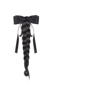 Ribbon Bow Braided Ponytail Hair Clip Full <b>Back</b> Head Accessory For Miss High Temperature Wire Hand Knitted Duckbill Clip Style - Product Image 2