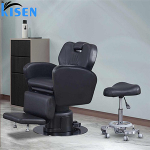 Sillón de Barbería Eléctrico Ajustable Moderno Kisen, Sillón de Peluquería de Cuero Verde con 2 Motores de Rotación - Product Image 4