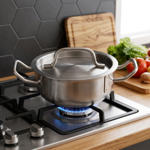 Restaurant Kitchen Stainless Steel Tri-ply Milk <b>Pot</b> Sauce <b>Pan</b> With Single Handle - Product Image 1