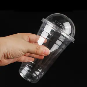 32oz şeffaflık tek kullanımlık yuvarlak alt sıcak içecekler plastik içecek fincanı