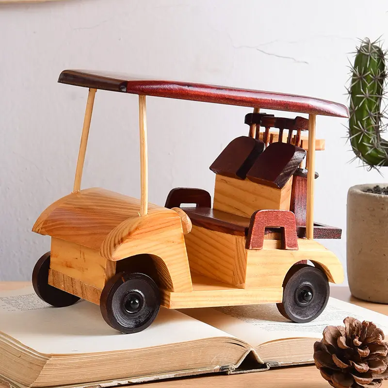 Vehículo de madera automóvil coches escultura hecha a mano vintage retro clásico coche decorativo juguetes modelo colección Decoración