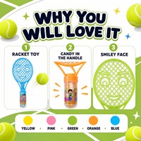 Bonbons en forme de raquette de tennis, couleurs vives assorties, jouet en plastique en forme de raquette avec bonbons à bulles pour enfants, confiserie