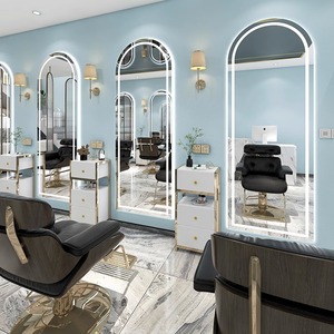 Mobilier de salon miroir pleine longueur à large led personnalisé miroir d'habillage miroir led de beauté pour barbier
