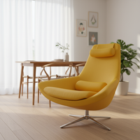 Fauteuil simple nordique Biaoguan, moderne, en tissu, avec pieds en métal, fauteuil inclinable de détente, accoudoirs bas et souples, structure en bois massif, pour salon