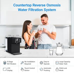 เครื่องกรองน้ำระบบ Reverse Osmosis แบบตั้งโต๊ะ Cobectal ขนาด 4 ลิตร 8 ขั้นตอน พร้อมระบบตรวจสอบค่า TDS สีดำ วัสดุพลาสติก ประหยัดน้ำ - Product Image 2