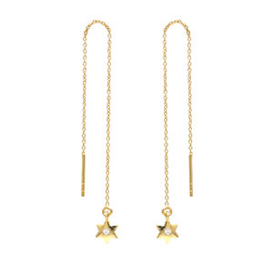 Conception unique Zircon étoile forme oreille enfileur chaîne 925 argent Sterling balancent boucles d'oreilles bijoux de mode pour les femmes - Product Image 1