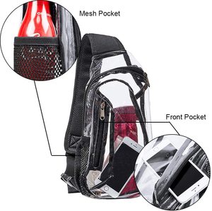 Mochila de hombro cruzada de PVC transparente de alta resistencia para mujer, mochila de día de pecho informal aprobada por estadio, bandolera transparente - Product Image 4
