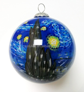 Bolas navideñas <span class=keywords><strong>de</strong></span> cristal <span class=keywords><strong>de</strong></span> <span class=keywords><strong>flor</strong></span> <span class=keywords><strong>de</strong></span> <span class=keywords><strong>almendro</strong></span> <span class=keywords><strong>de</strong></span> <span class=keywords><strong>Van</strong></span> <span class=keywords><strong>Gogh</strong></span>, adornos navideños pintados a mano para decoración festiva - Product Image 4